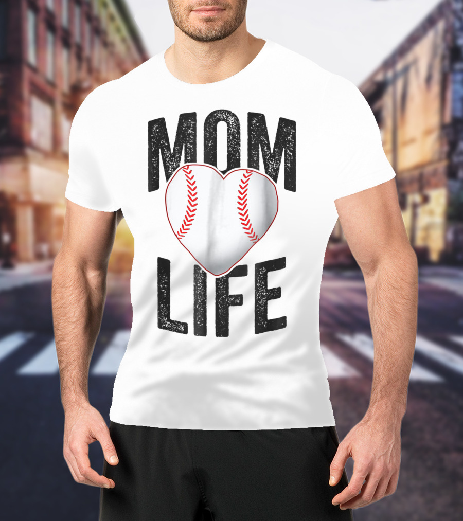 Mom Life Baseball Heart Mother Mama Player Team Heart25 T-Shirt