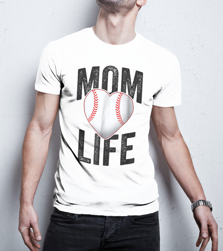 Mom Life Baseball Heart Mother Mama Player Team Heart25 T-Shirt