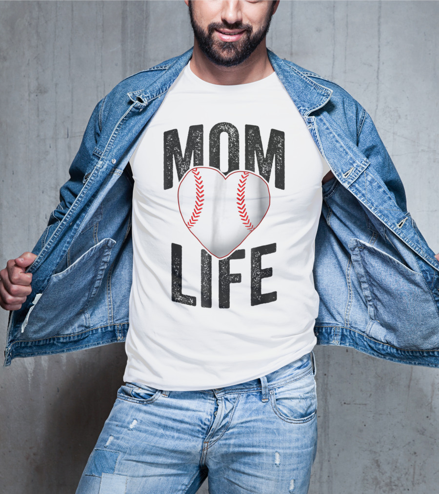 Mom Life Baseball Heart Mother Mama Player Team Heart25 T-Shirt