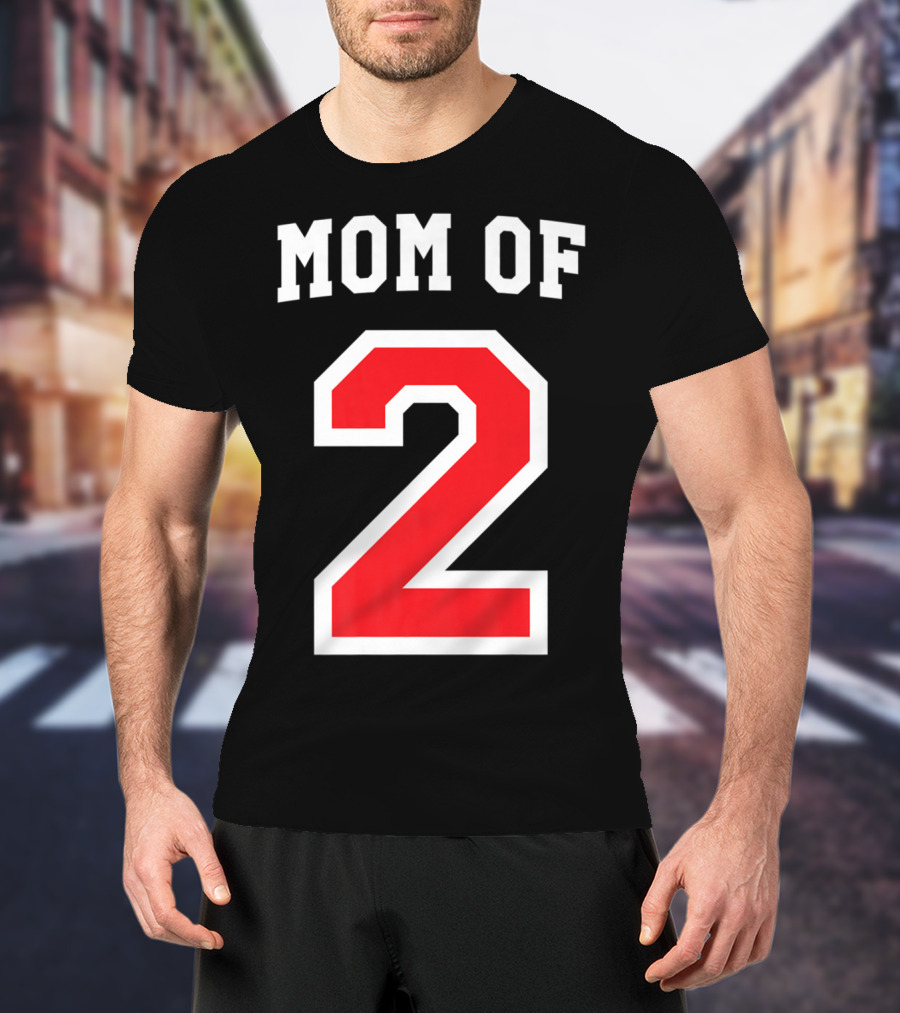 Mom Of 2 Kids Baseball Mom Sports Jersey T-Shirt