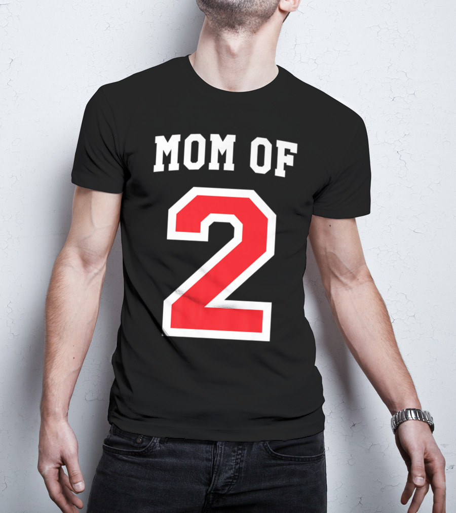 Mom Of 2 Kids Baseball Mom Sports Jersey T-Shirt
