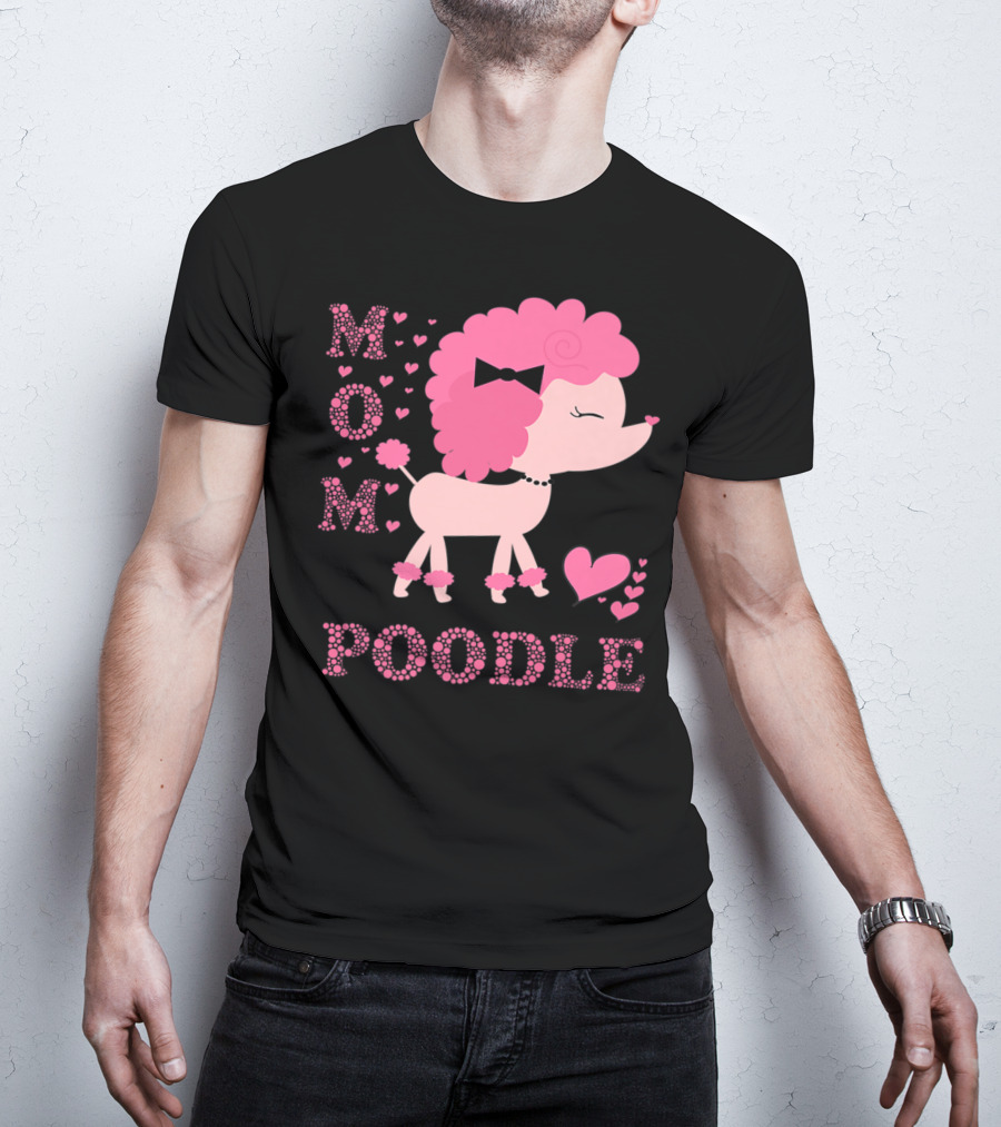 Poodle Mom Dog Hearts Bow T-Shirt