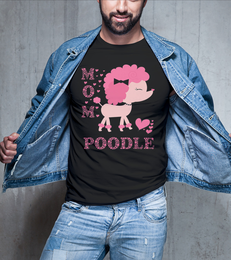 Poodle Mom Dog Hearts Bow T-Shirt