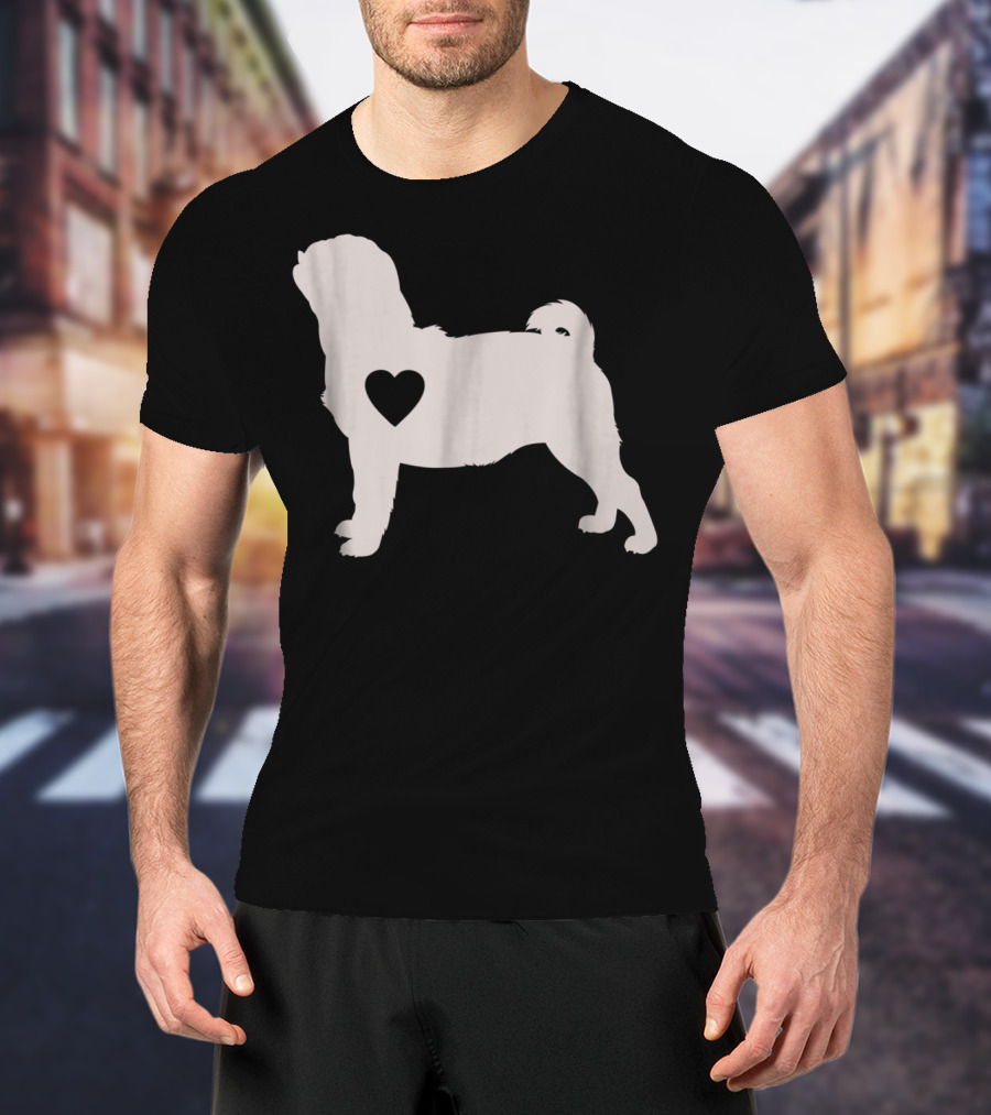 Pug Love Heart Silhouette Dog Idea Pug Dog T-Shirt