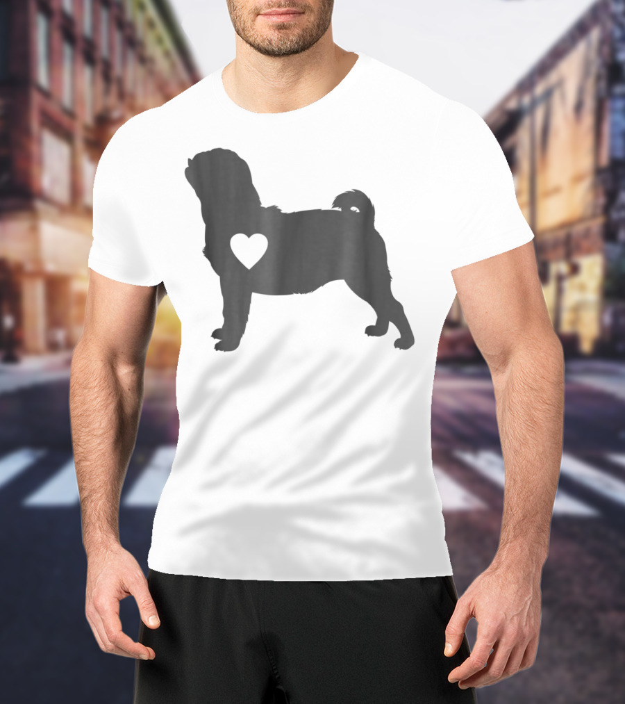 Pug Love Heart Silhouette Pug Dog Mom59 T-Shirt