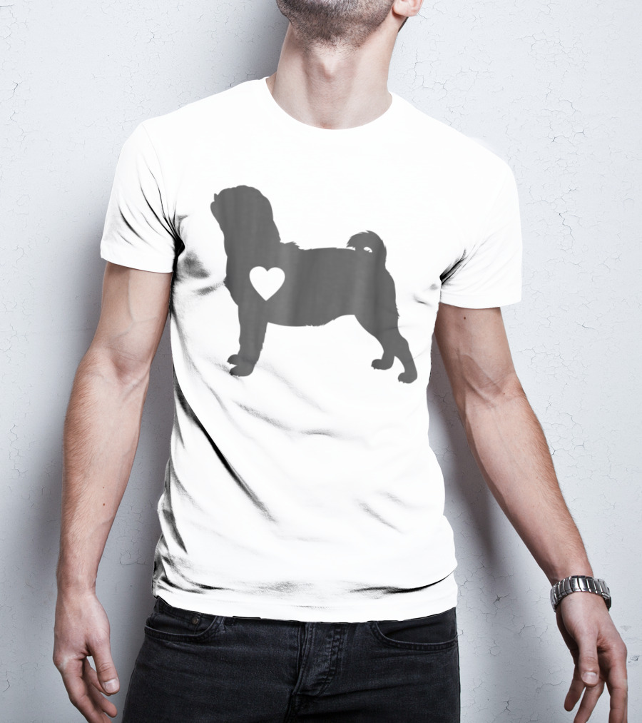 Pug Love Heart Silhouette Pug Dog Mom59 T-Shirt