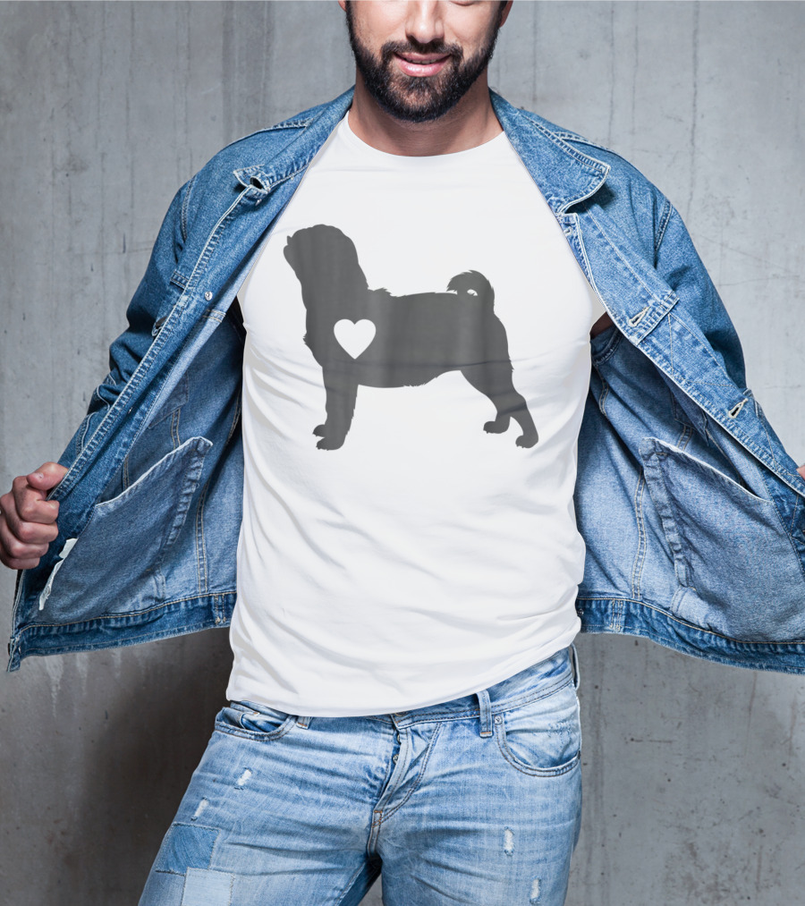 Pug Love Heart Silhouette Pug Dog Mom59 T-Shirt