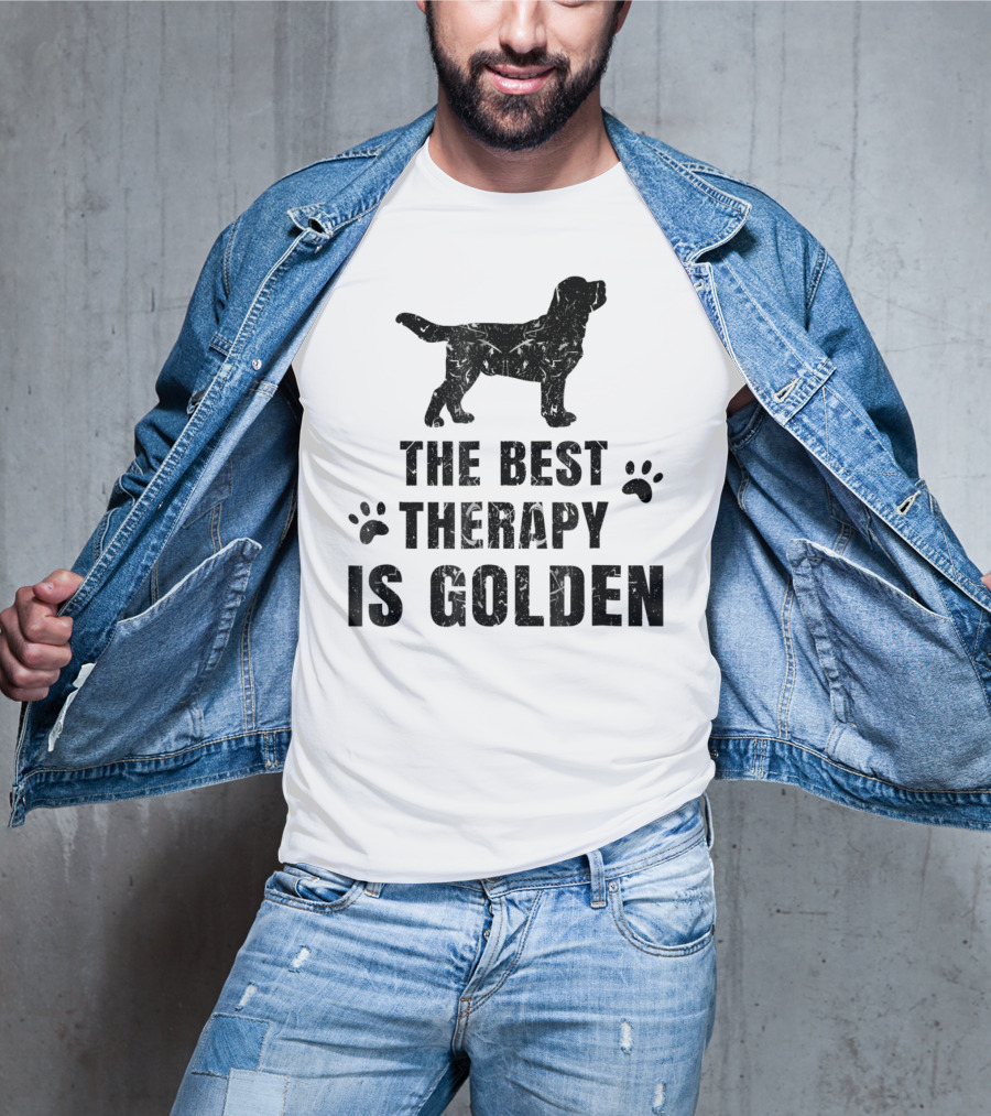 The Best Therapy Is Golden With Dog Paw Prints T-Shirt