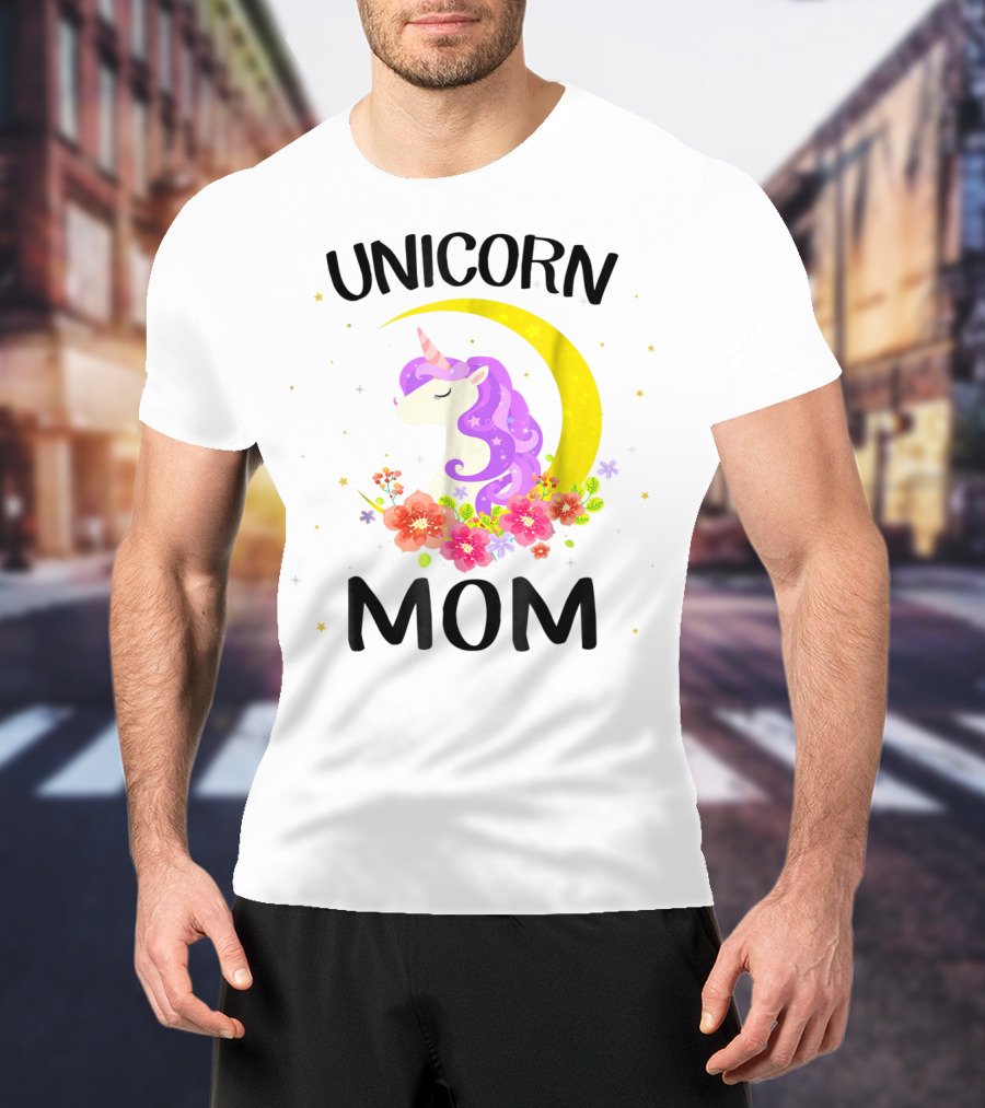 Unicorn Mom Moon Floral Magic T-Shirt