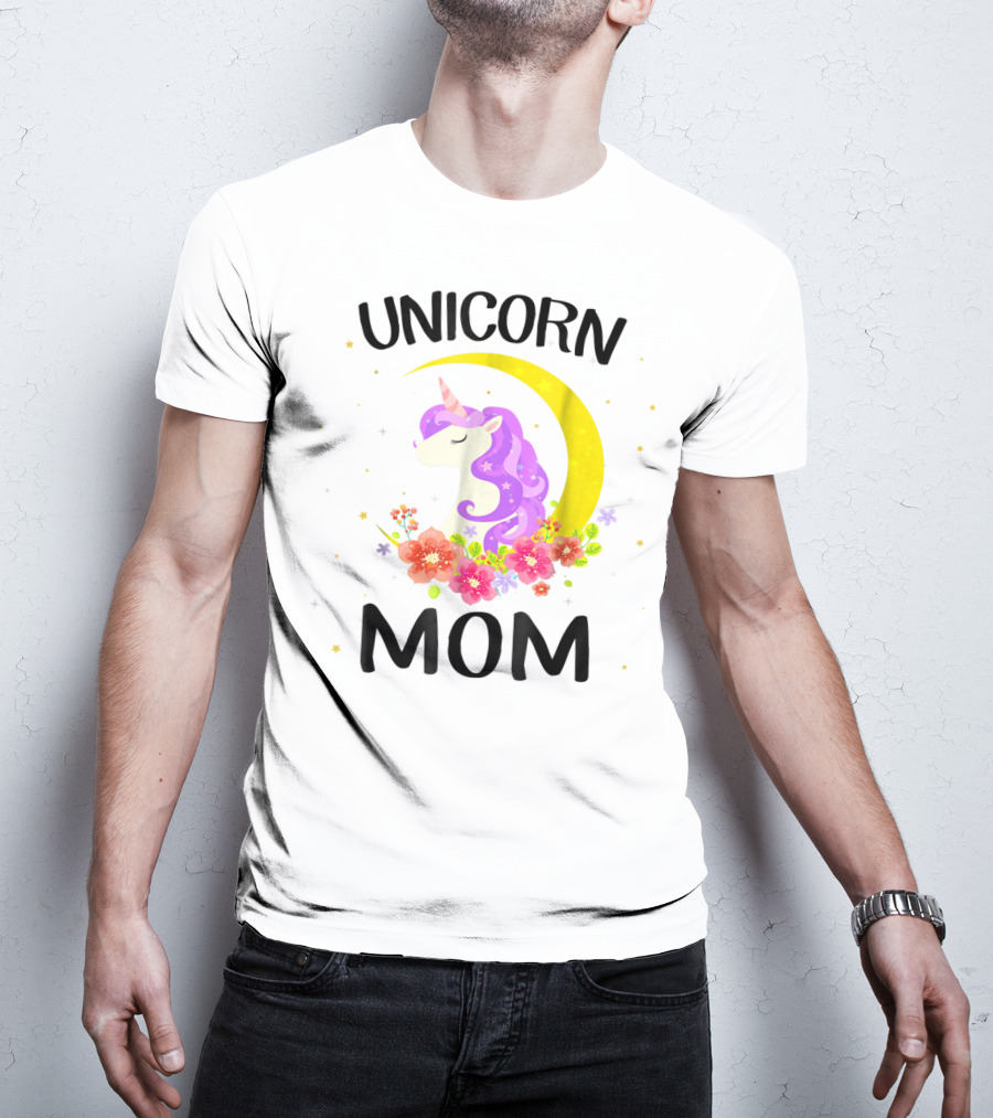 Unicorn Mom Moon Floral Magic T-Shirt