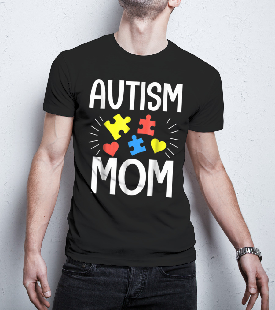 Autism Mom Colorful Puzzle Heart T-Shirt