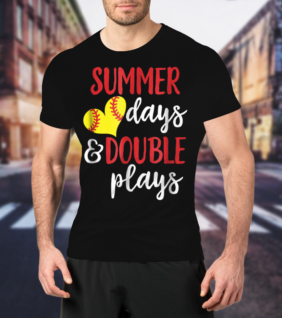 Summer Days And Double Plays Softball Girls T-Shirt