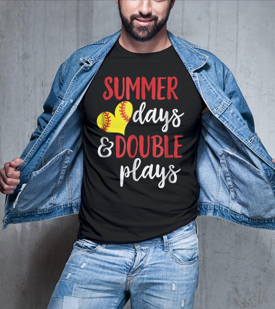 Summer Days And Double Plays Softball Girls T-Shirt