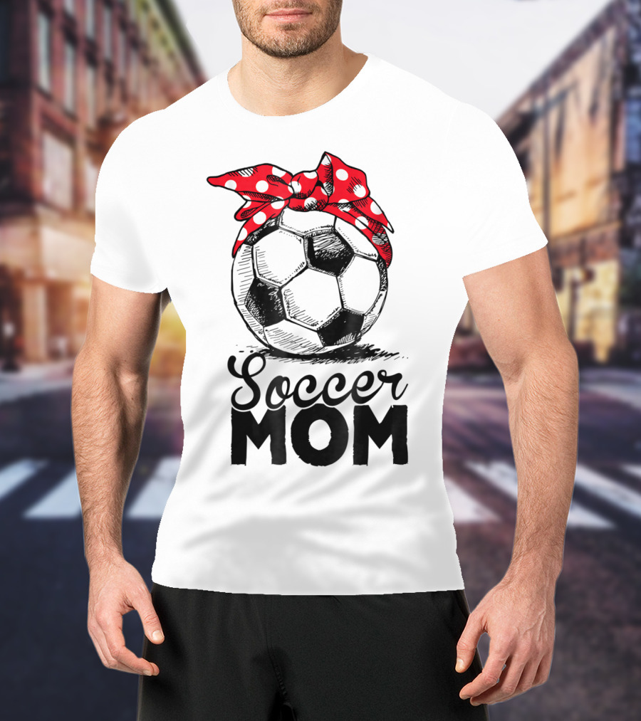 Funny Soccer Mom Polka Dot Bandana Vintage Soccer Fan Player17 T-Shirt