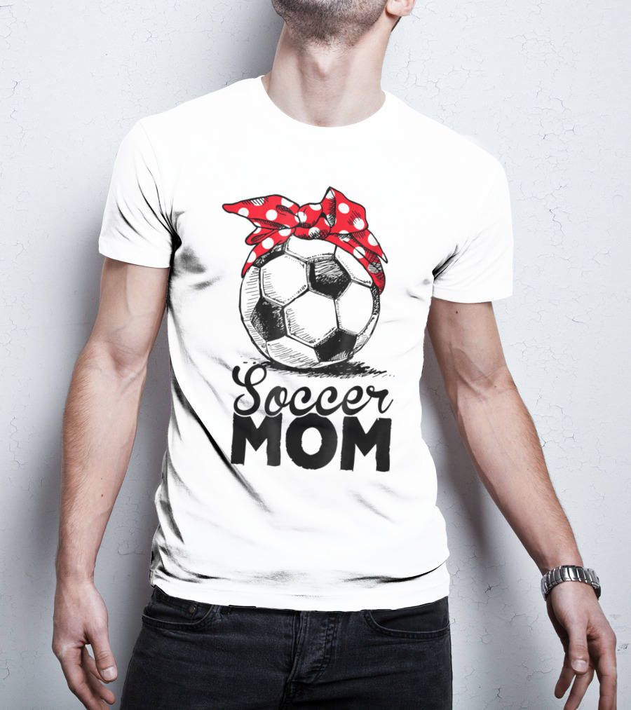 Funny Soccer Mom Polka Dot Bandana Vintage Soccer Fan Player17 T-Shirt