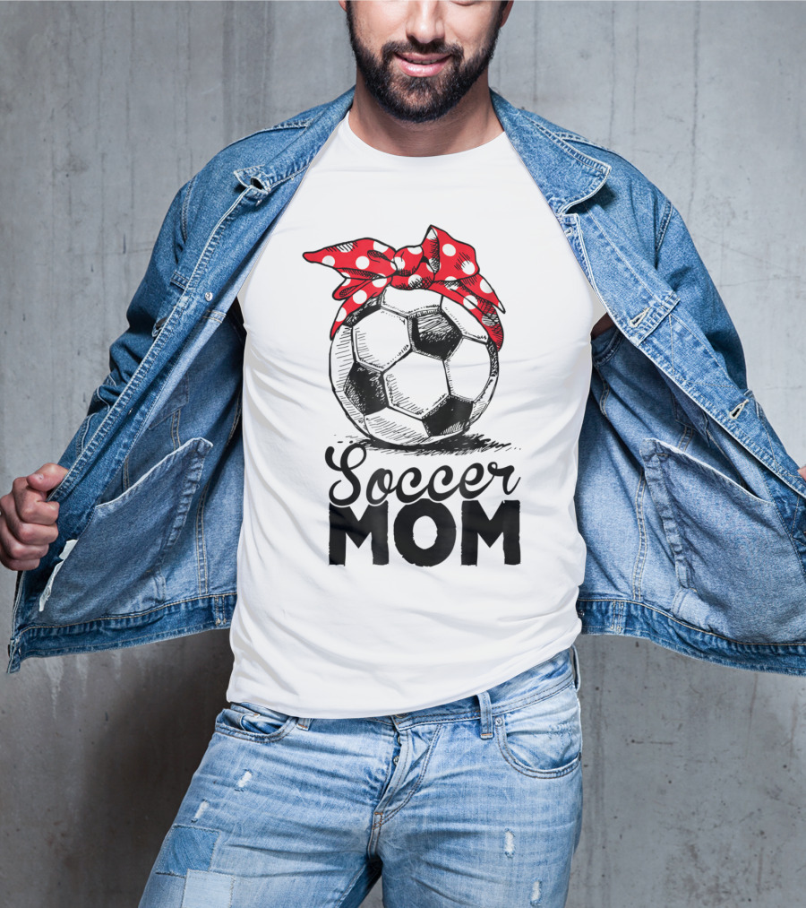 Funny Soccer Mom Polka Dot Bandana Vintage Soccer Fan Player17 T-Shirt