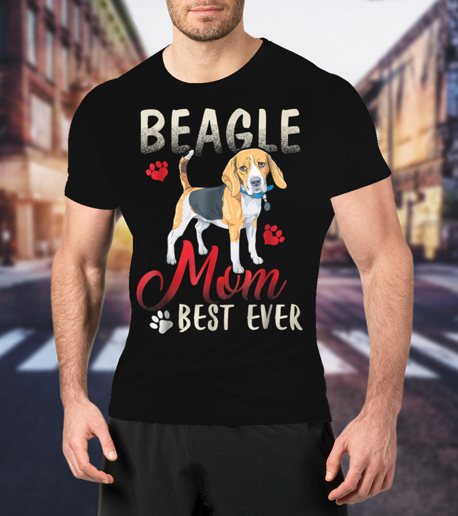 Beagle Mom Best Ever Beagle Dog With Paw Prints T-Shirt