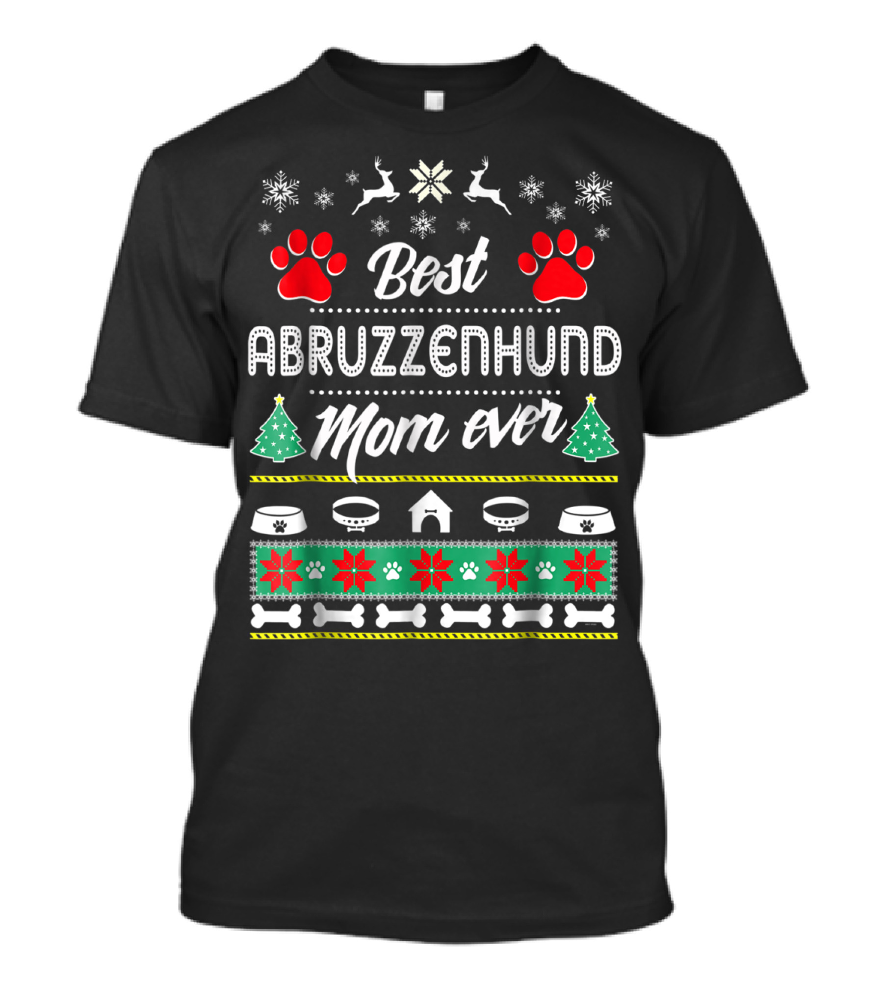 Best Abruzzenhund Mom Ever Holiday Paw And Snowflake Motif T-Shirt