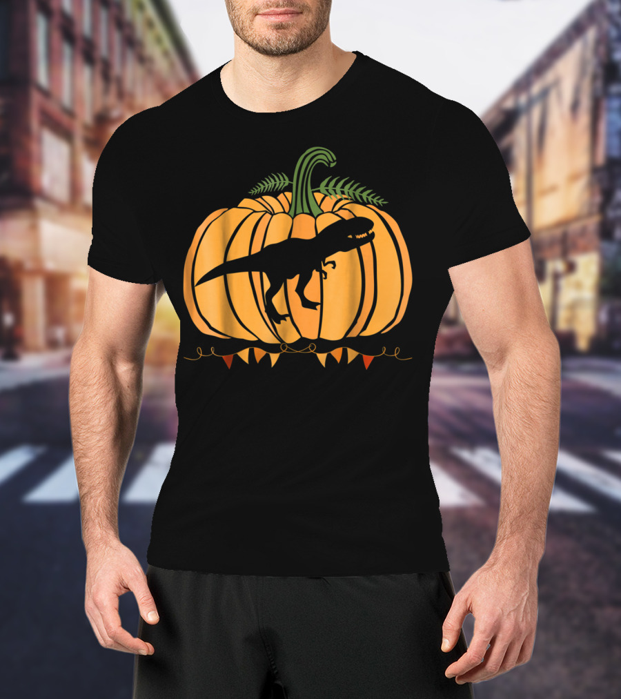 Dinosaur Inside Pumpkin Halloween Dad Mom63 T-Shirt