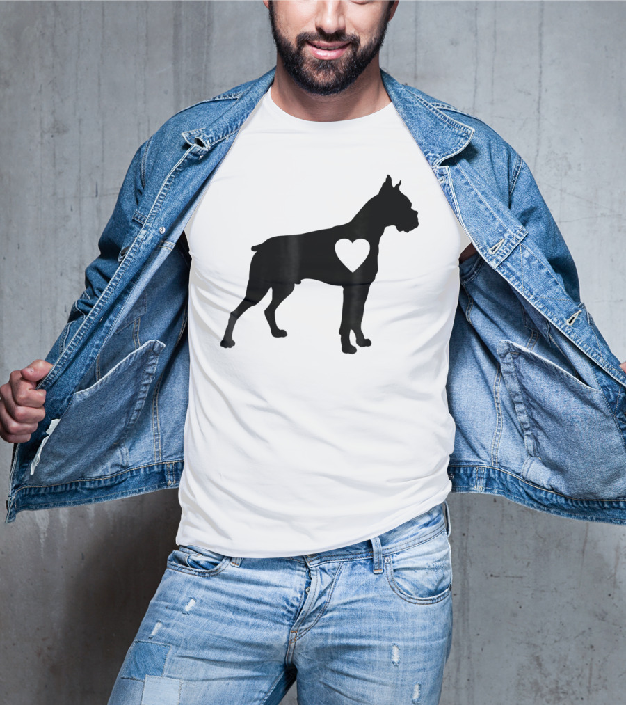 Boxer Dog Heart Silhouette Design For Loving Dog Moms T-Shirt