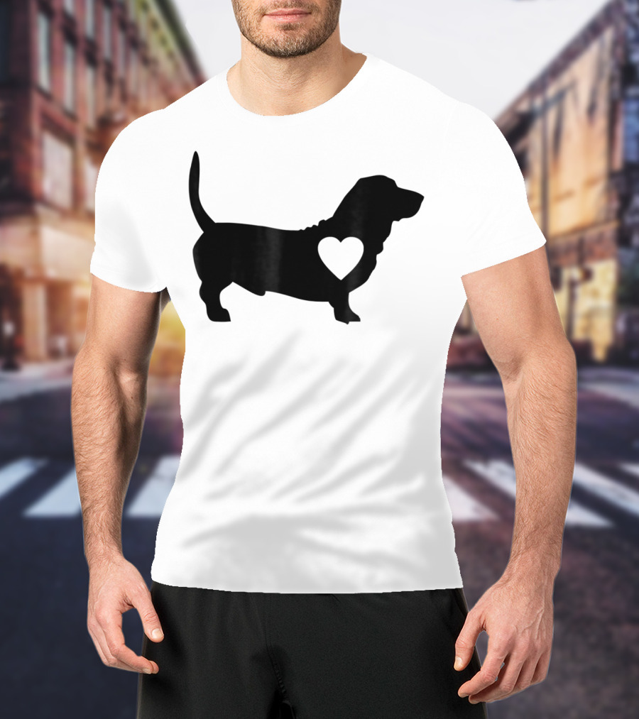 Basset Love Heart Silhouette Dog Idea Dog T-Shirt