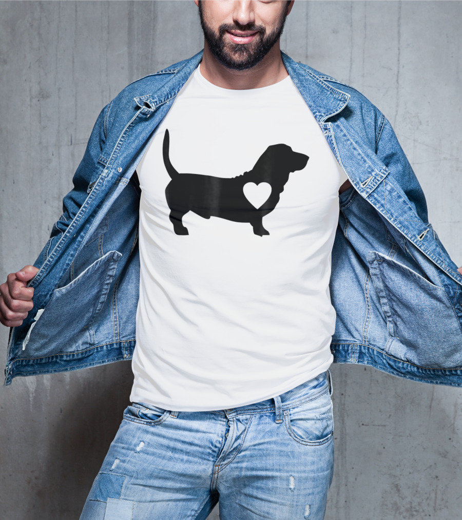 Basset Love Heart Silhouette Dog Idea Dog T-Shirt