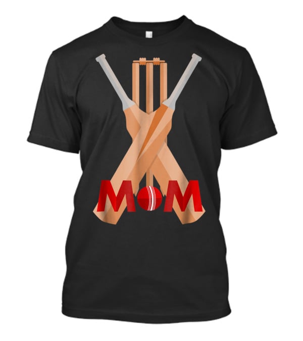 Cricket Mom Stumps Bats Red Ball T-Shirt