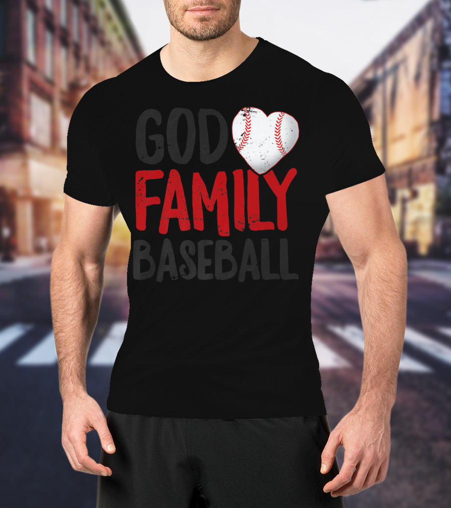 God Family Baseball Mom Mother Dad Father Coach27 Heart Baseball T-Shirt