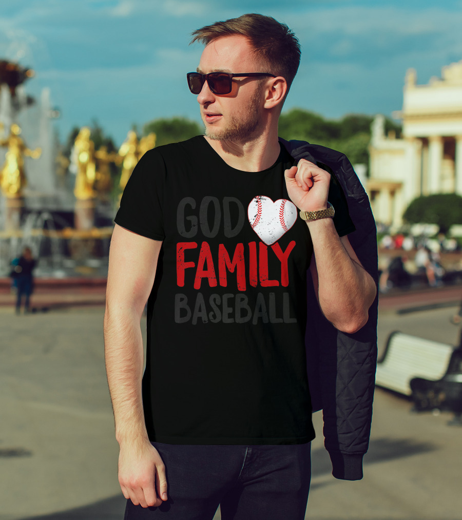 God Family Baseball Mom Mother Dad Father Coach27 Heart Baseball T-Shirt