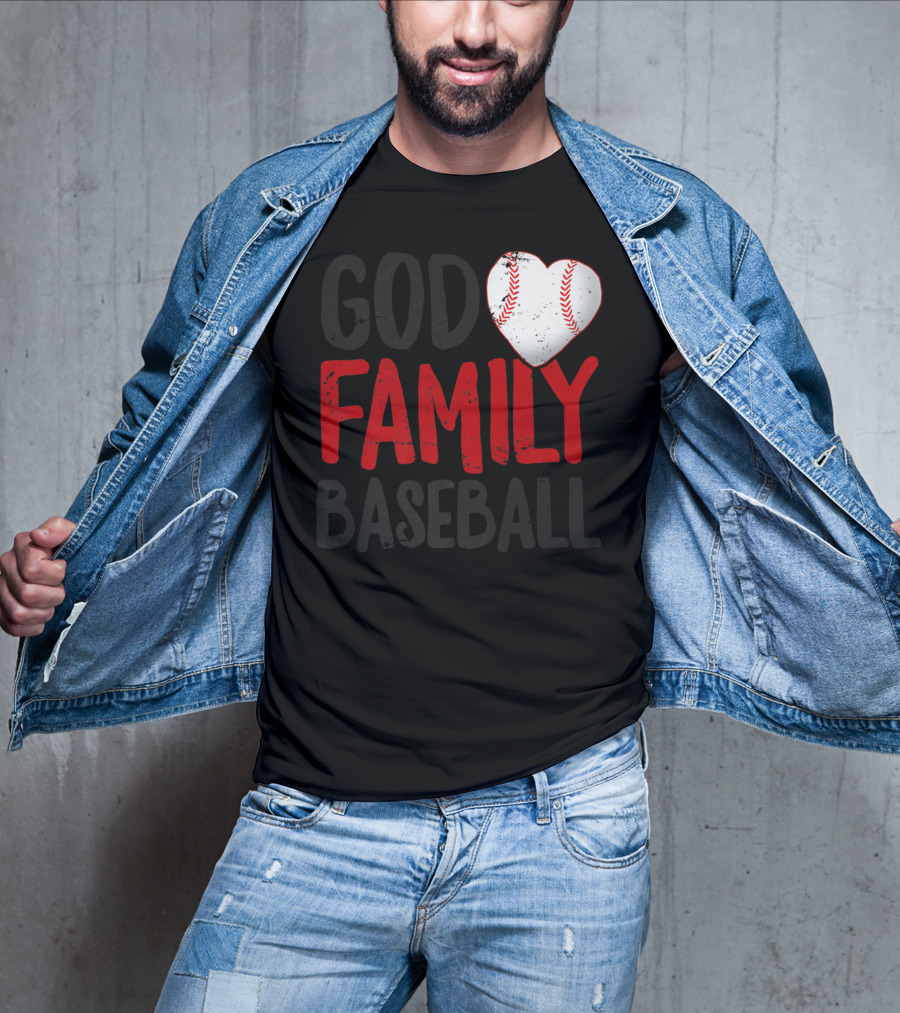 God Family Baseball Mom Mother Dad Father Coach27 Heart Baseball T-Shirt