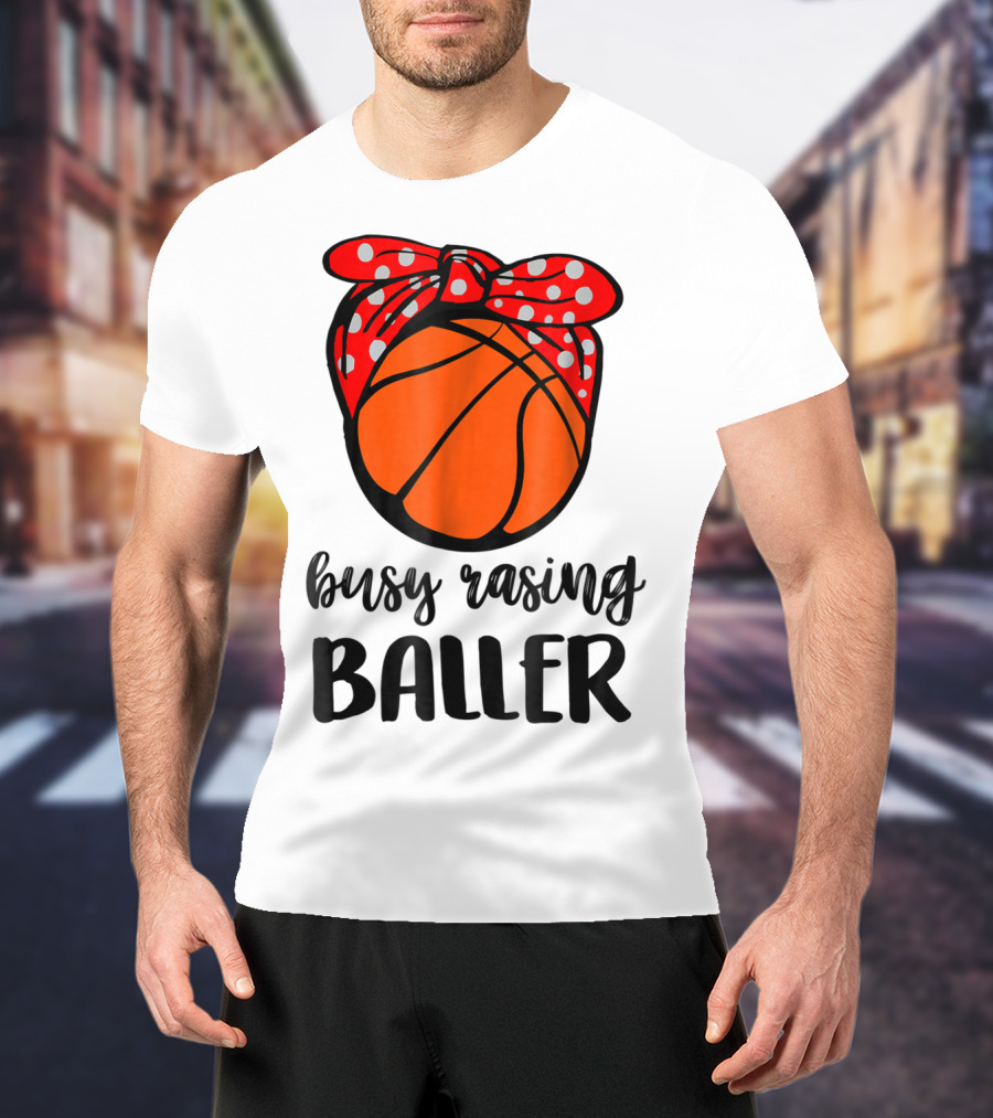 Busy Raising Baller Basketball Bandana Bow T-Shirt