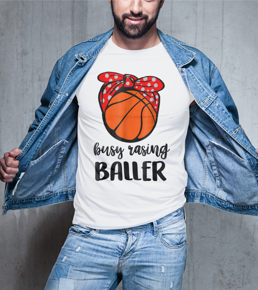 Busy Raising Baller Basketball Bandana Bow T-Shirt