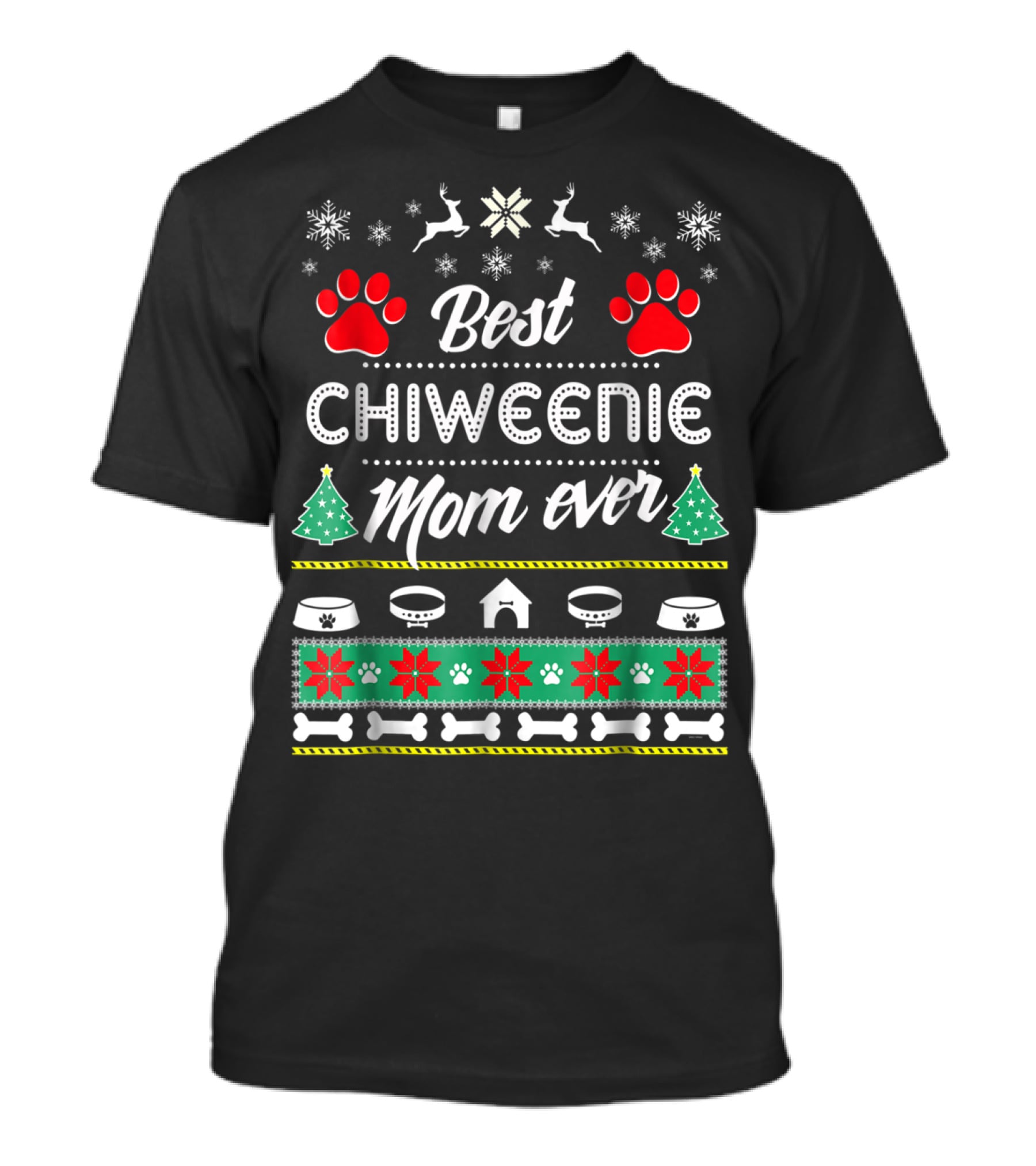 Best Chiweenie Mom Ever Holiday Paw Prints T-Shirt