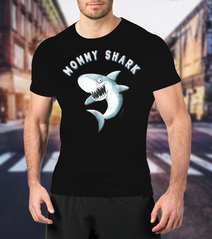 Mommy Shark I Shark Print Baby Shark T-Shirt