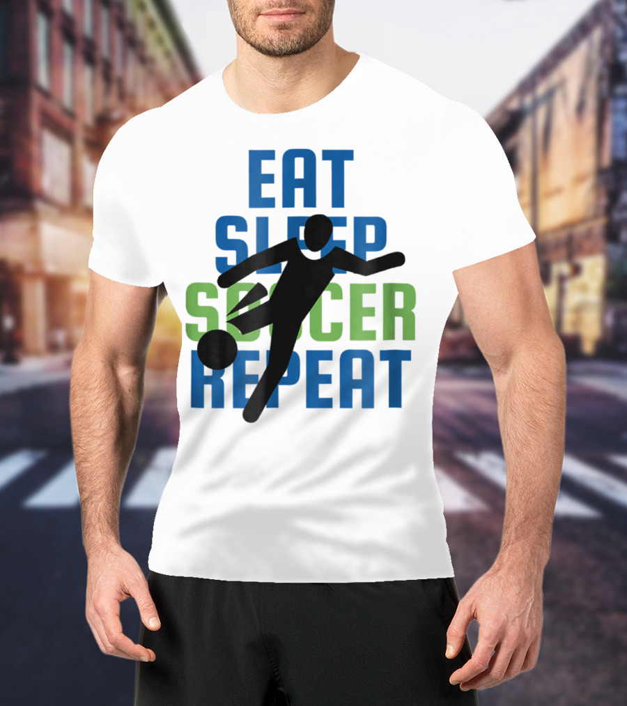 Eat Sleep Soccer Repeat Mom Girl Boy Kids Youth Soccer Player T-Shirt
