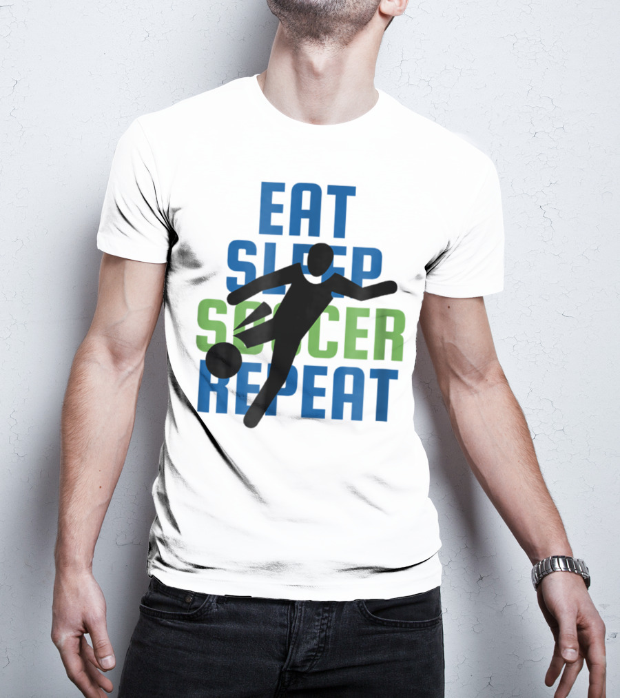 Eat Sleep Soccer Repeat Mom Girl Boy Kids Youth Soccer Player T-Shirt