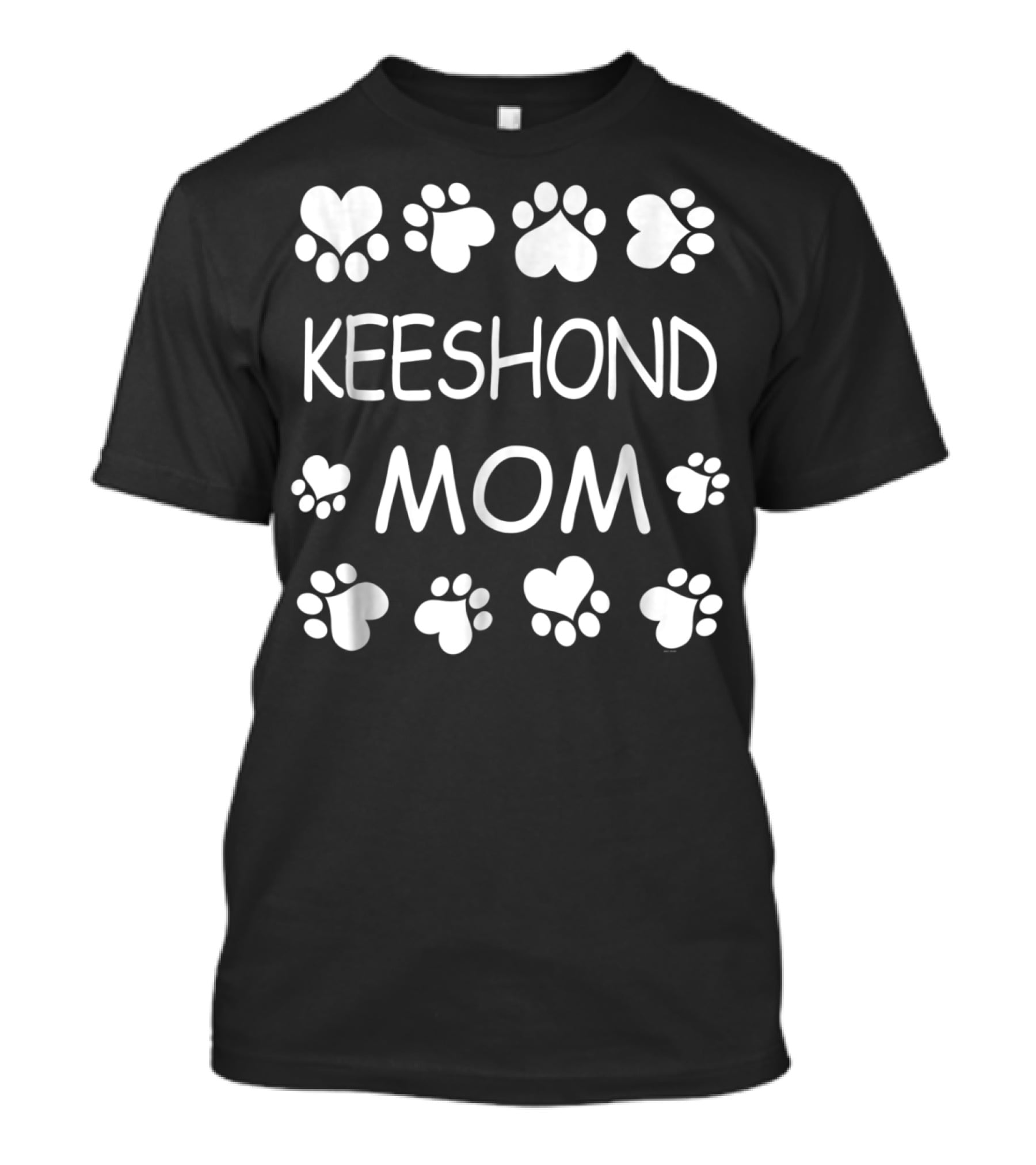 Keeshond Mom Paw Print Hearts Christmas Birthday T-Shirt