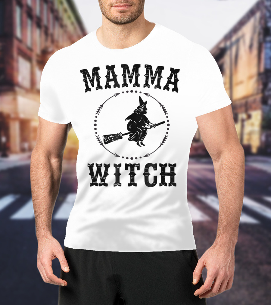 Mamma Witch Flying Broomstick T-Shirt