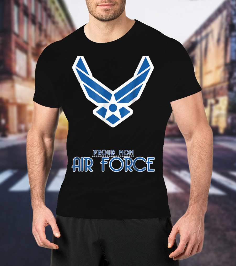 Proud Air Force Mom Blue Emblem T-Shirt