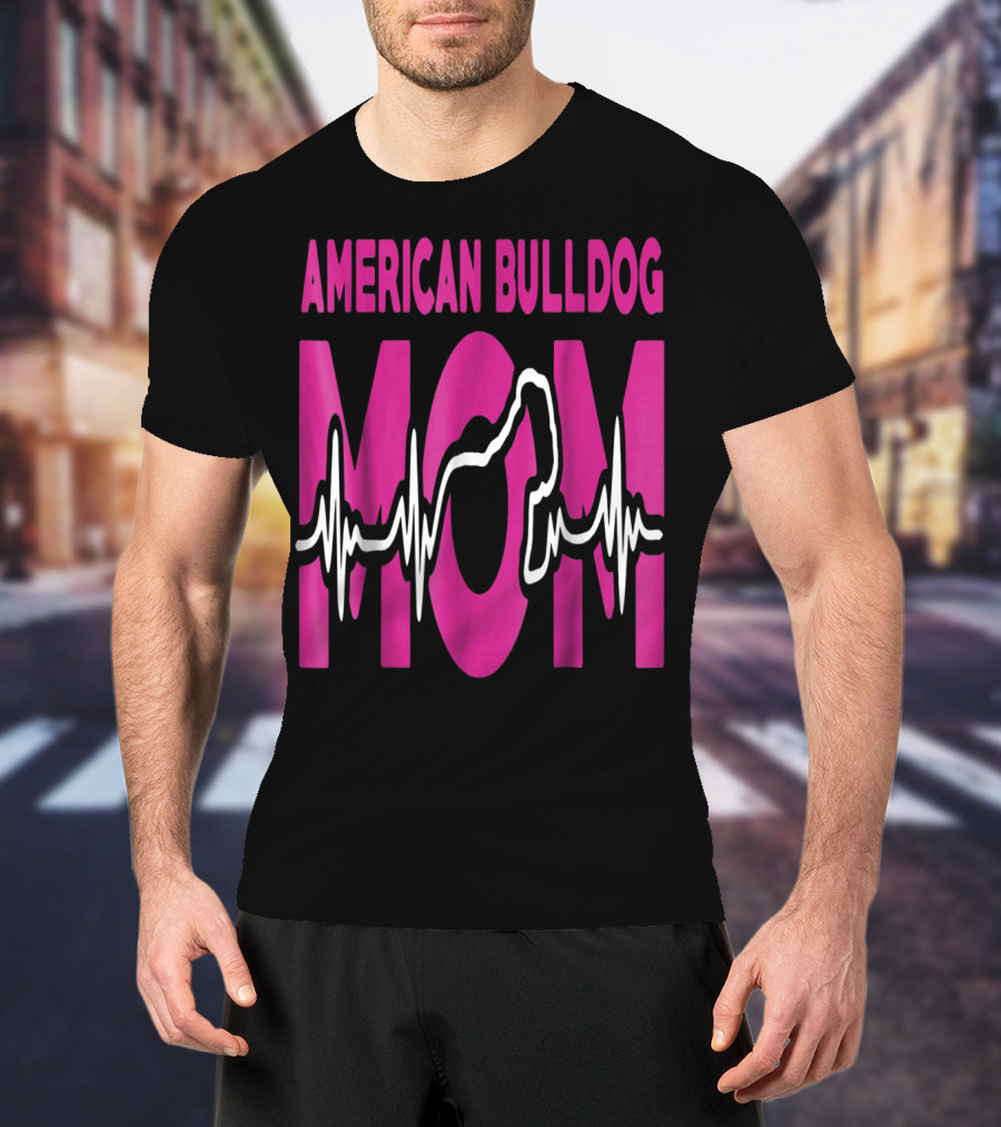 American Bulldog Mom Heartbeat T-Shirt