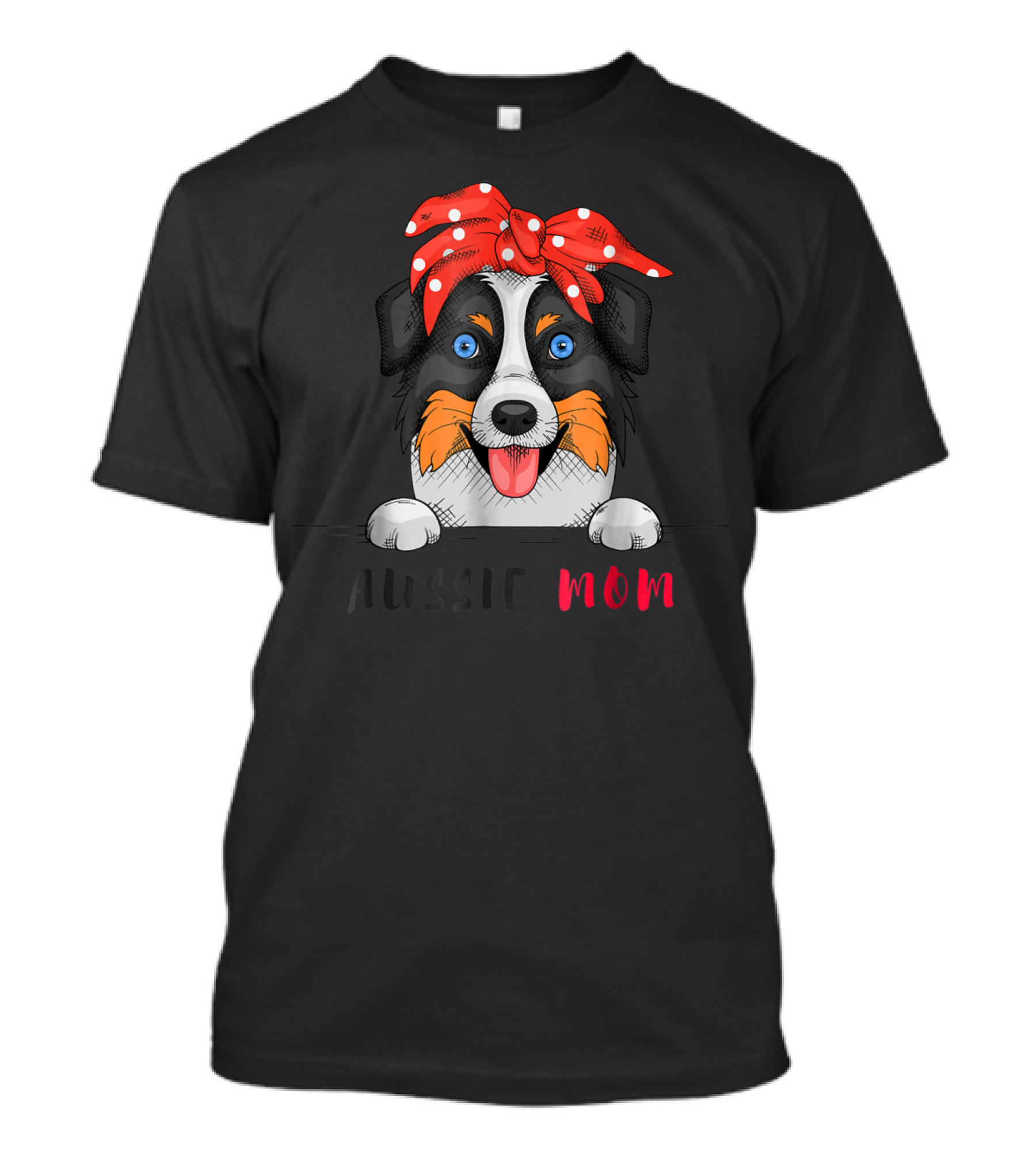 Aussie Dog Mom Australian Shepherd Red Bandana T-Shirt