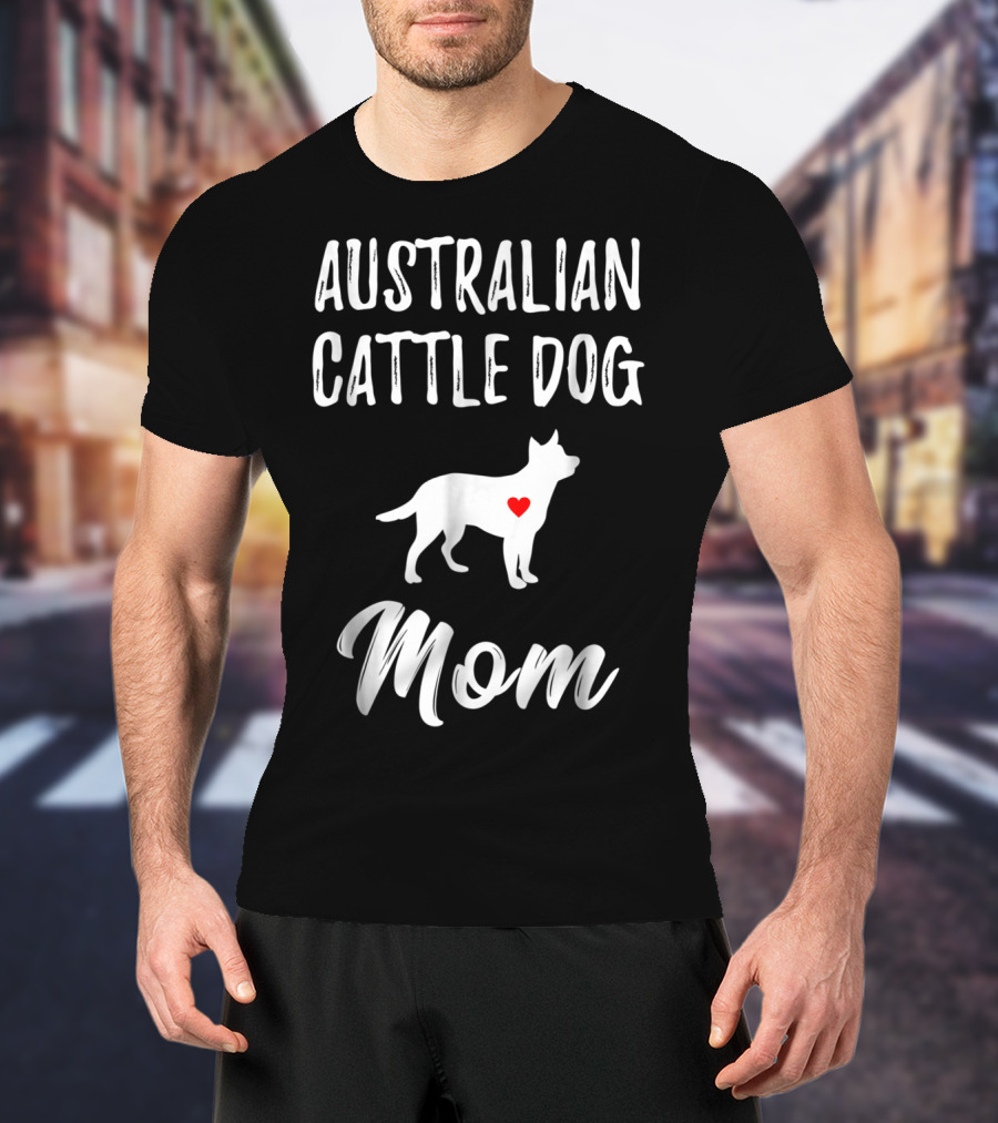 Australian Cattle Dog Mom Silhouette With Heart T-Shirt