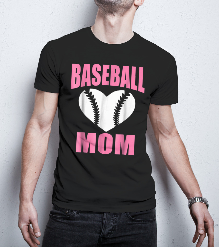 Baseball Mom Heart Baseball T-Shirt