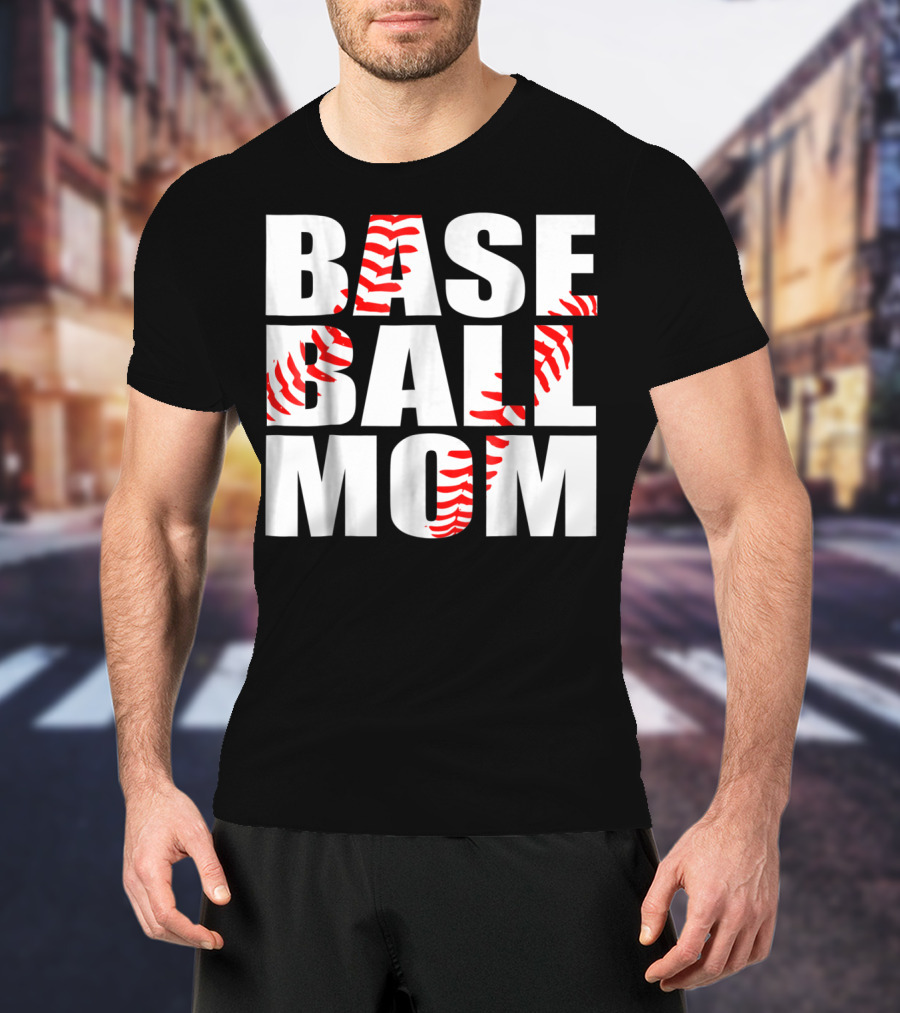 Baseball Mom Baseball Stitch T-Shirt