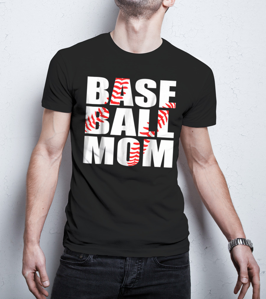 Baseball Mom Baseball Stitch T-Shirt