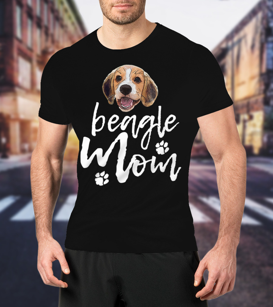 Beagle Mom Cute Dog Face Paw Prints T-Shirt