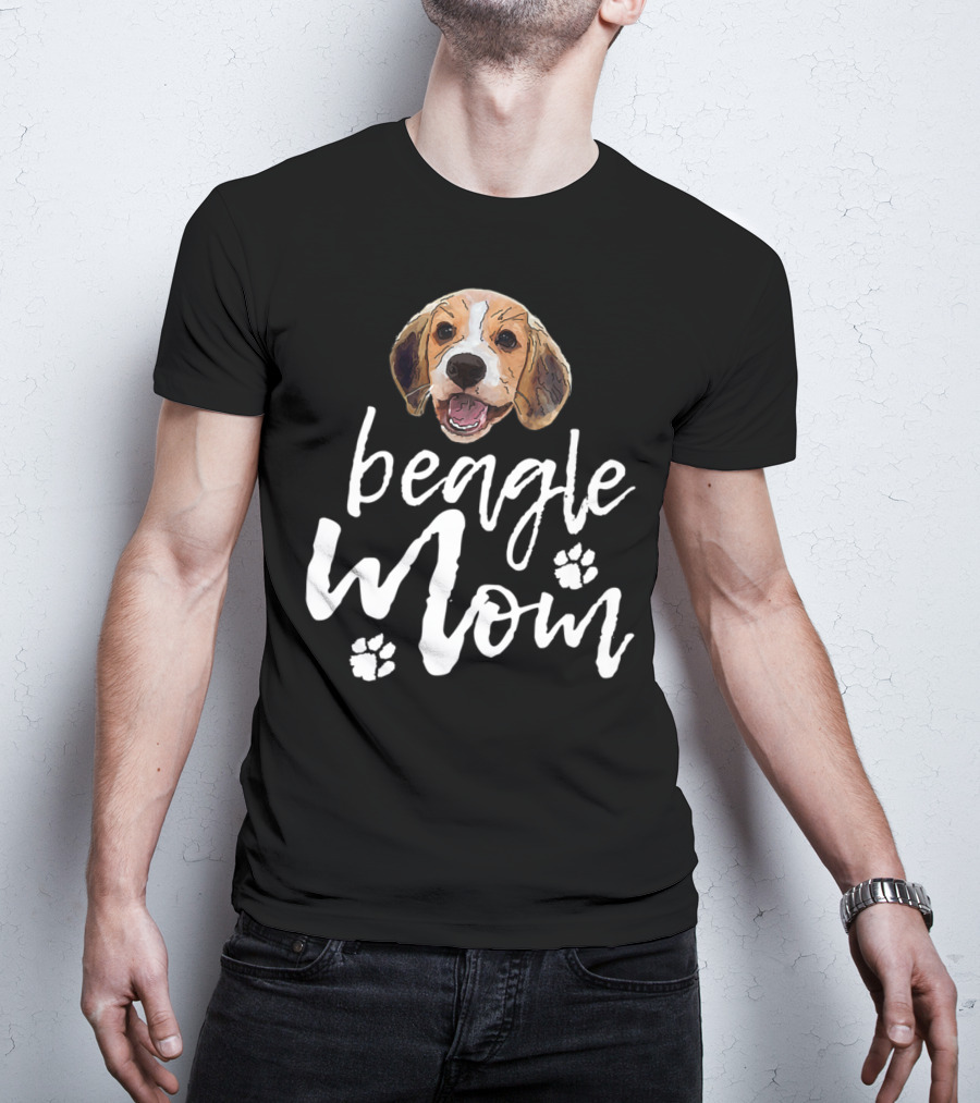Beagle Mom Cute Dog Face Paw Prints T-Shirt