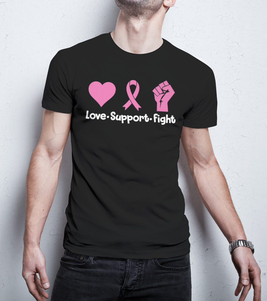 Love Support Fight Breast Cancer Mom Can Fight Cancer T-Shirt