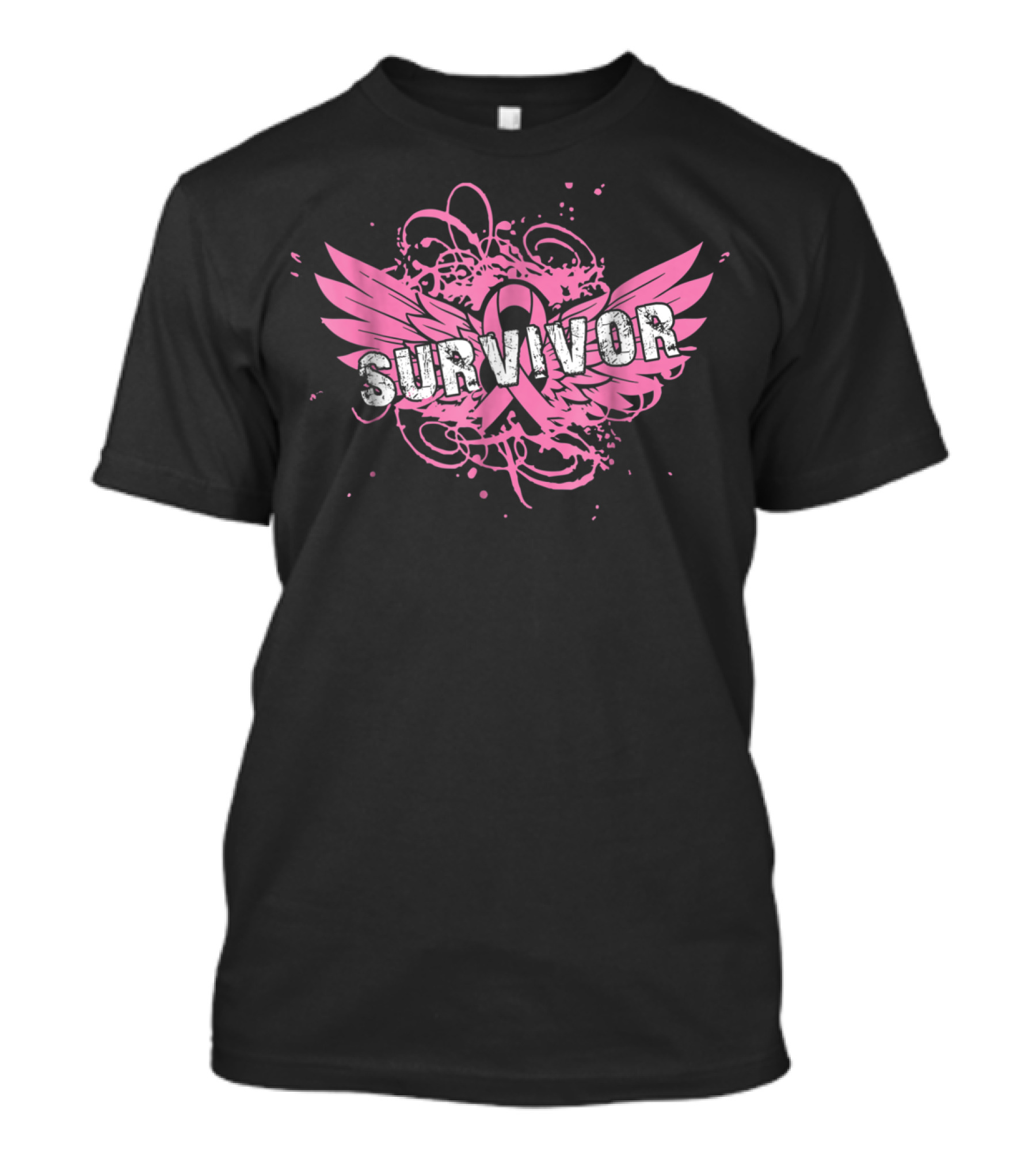 Survivor Pink Ribbon Breast Cancer Mom Wings T-Shirt