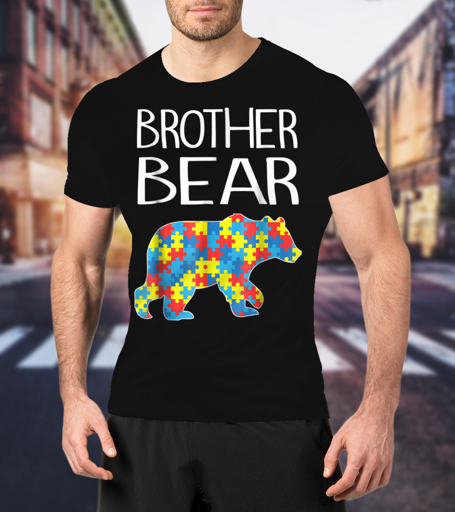 Brother Bear Autism Puzzle Pattern Dad T-Shirt